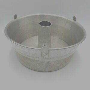 Round 10" Angel Food Cake Pan 2 Piece Aluminum Bundt Tube Baking Set, 4.25" Tall